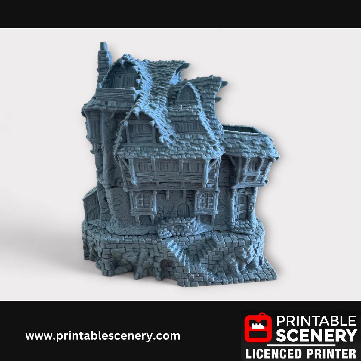 Medieval Fantasy Scatter Terrain - Hagglethorn Tavern for DND Adventures, 32mm & 28mm Scale Tabletop, 3D Printed