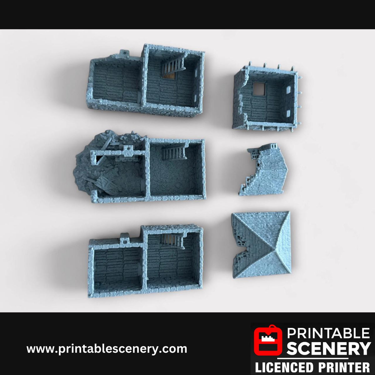Ruined Medieval Stone Castle - Black Rock Keep, Terrain for DND and Tabletop Games, TTRPG, 28mm, 32mm, Country and King, fort
