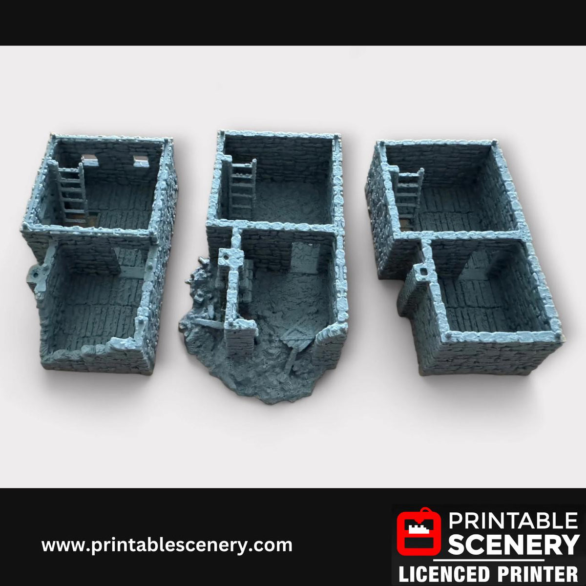 Ruined Medieval Stone Castle - Black Rock Keep, Terrain for DND and Tabletop Games, TTRPG, 28mm, 32mm, Country and King, fort