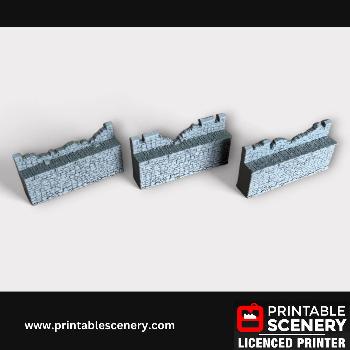 17-Piece Ruined Medieval Stone Fort Walls, Terrain for DND and Tabletop Games, TTRPG, 28mm, 32mm, Country and King, Castle