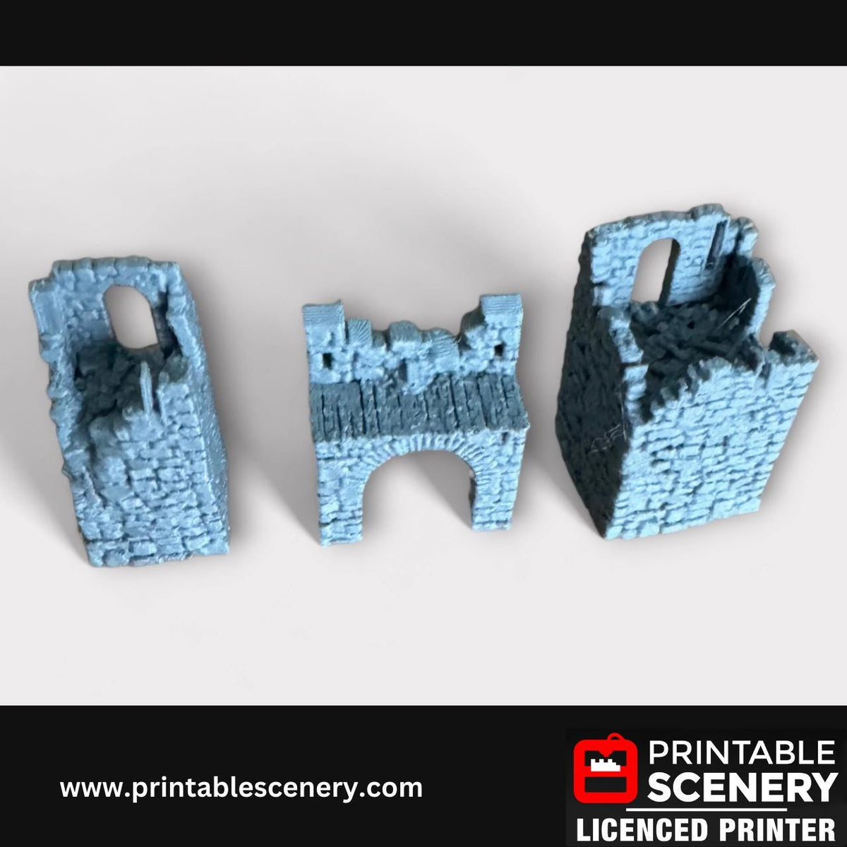 17-Piece Ruined Medieval Stone Fort Walls, Terrain for DND and Tabletop Games, TTRPG, 28mm, 32mm, Country and King, Castle