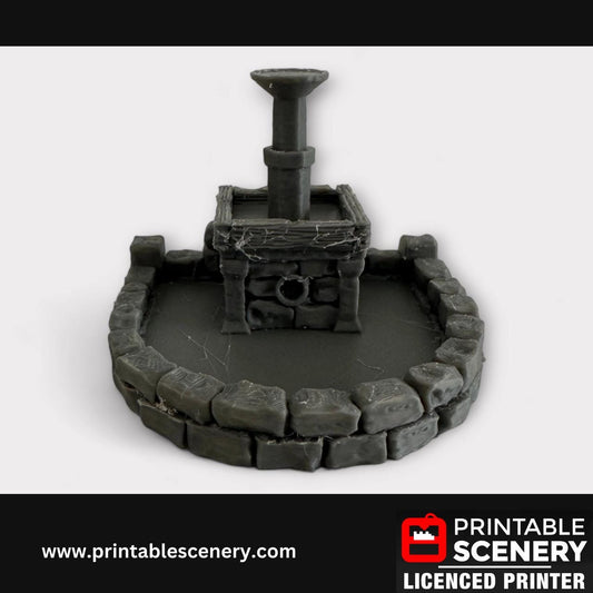 Medieval Town Fountain, Scatter, Terrain for DND and Tabletop Games, TTRPG, 28mm, 32mm, Country and King, fort, Printable Scenery