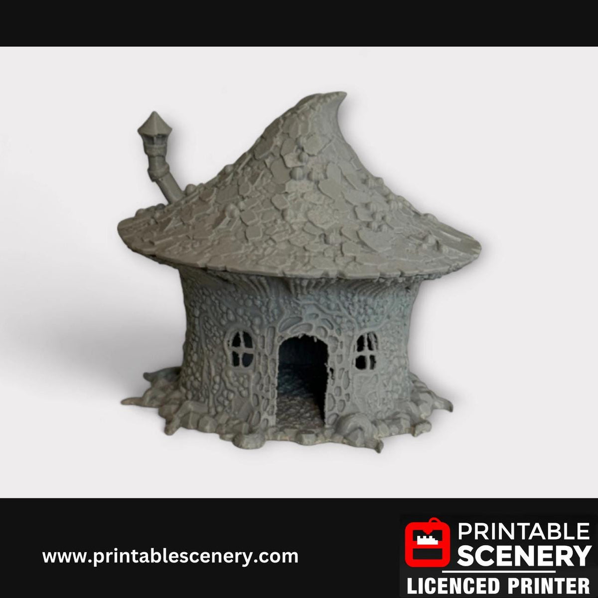 Goblin Mushroom Hovel Miniature, Tabletop Terrain Fantasy RPG Accessory, Unique Hut, Unpainted, 3D Print, Fairy