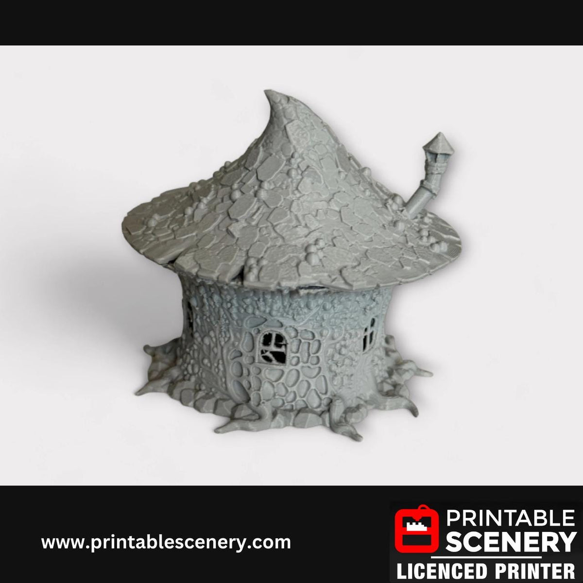 Goblin Mushroom Hovel Miniature, Tabletop Terrain Fantasy RPG Accessory, Unique Hut, Unpainted, 3D Print, Fairy