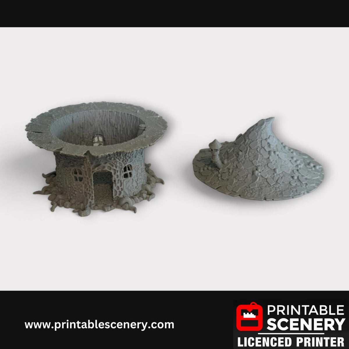 Goblin Mushroom Hovel Miniature, Tabletop Terrain Fantasy RPG Accessory, Unique Hut, Unpainted, 3D Print, Fairy