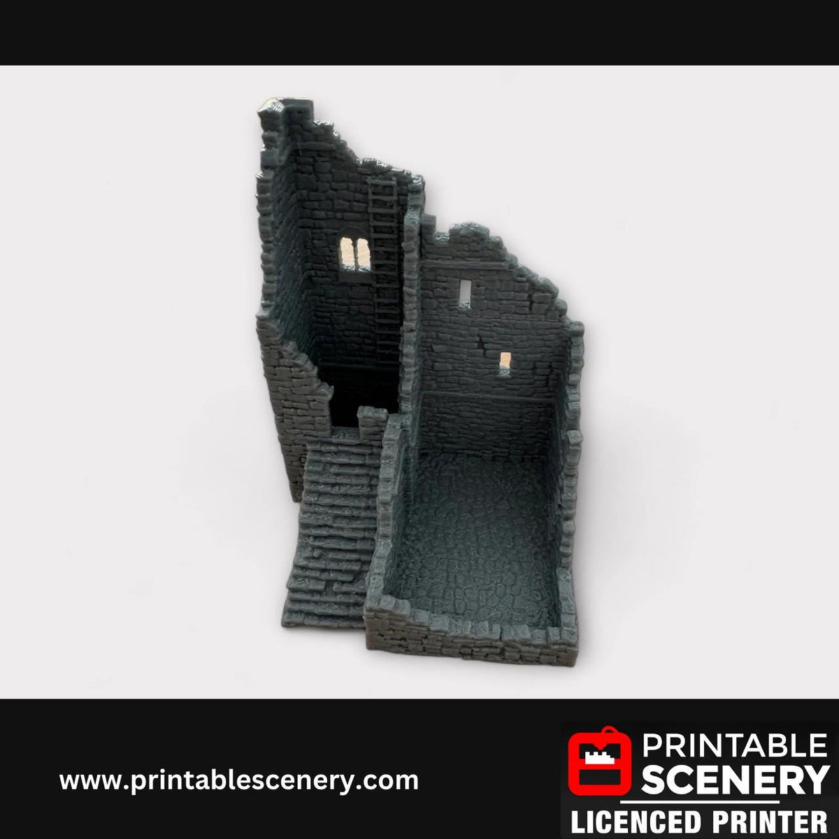 Ruined Medieval Stone Norman Fort, Terrain for DND and Tabletop Games, TTRPG, 28mm, 32mm, Country and King, Castle
