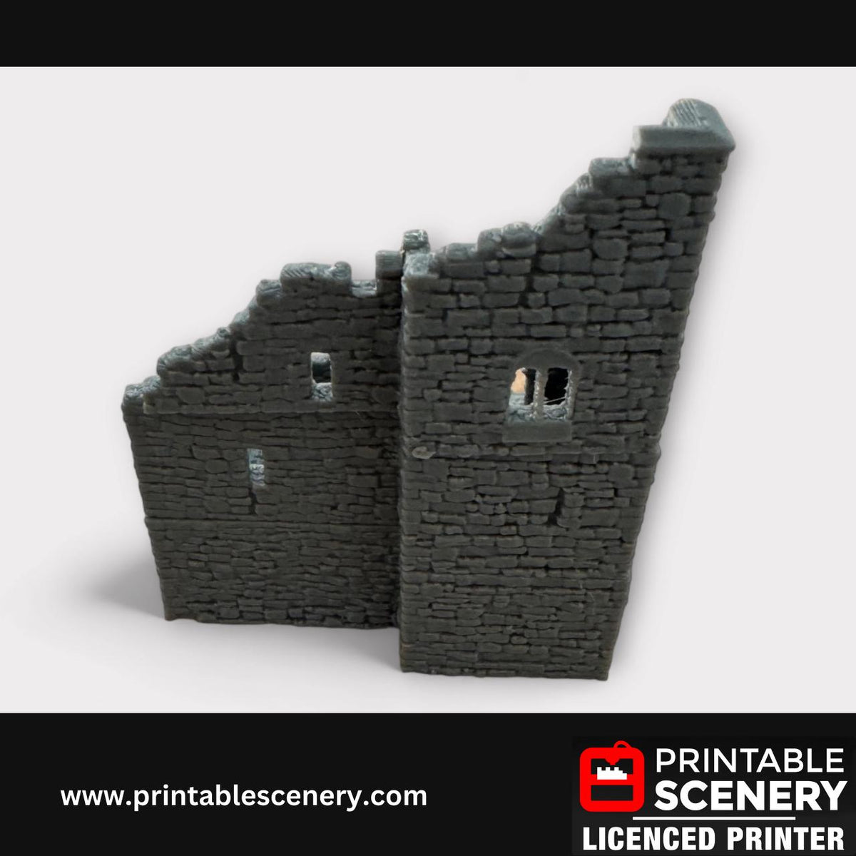 Ruined Medieval Stone Norman Fort, Terrain for DND and Tabletop Games, TTRPG, 28mm, 32mm, Country and King, Castle