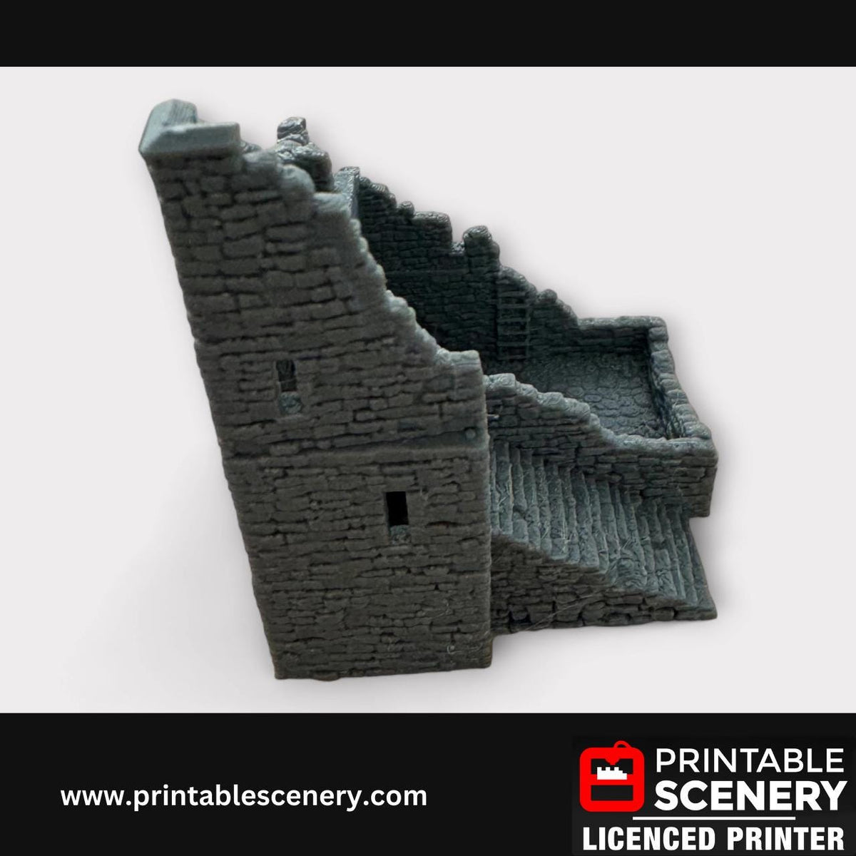 Ruined Medieval Stone Norman Fort, Terrain for DND and Tabletop Games, TTRPG, 28mm, 32mm, Country and King, Castle