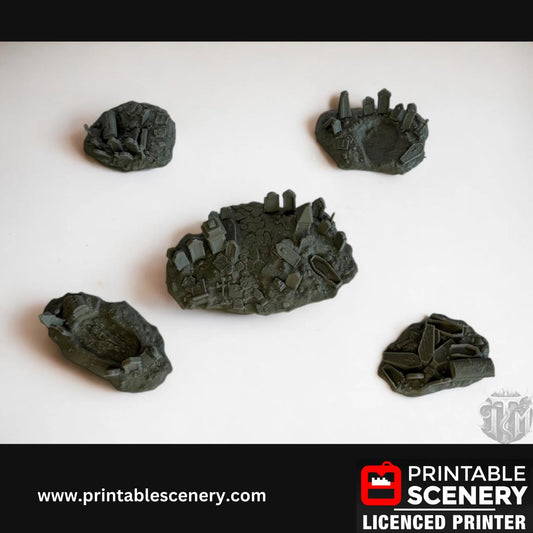 Graveyard Scatter Terrain - 5 Piece, Detailed, Haunted, 28mm, Printable Scenery, Tabletop, TTRPG, DND