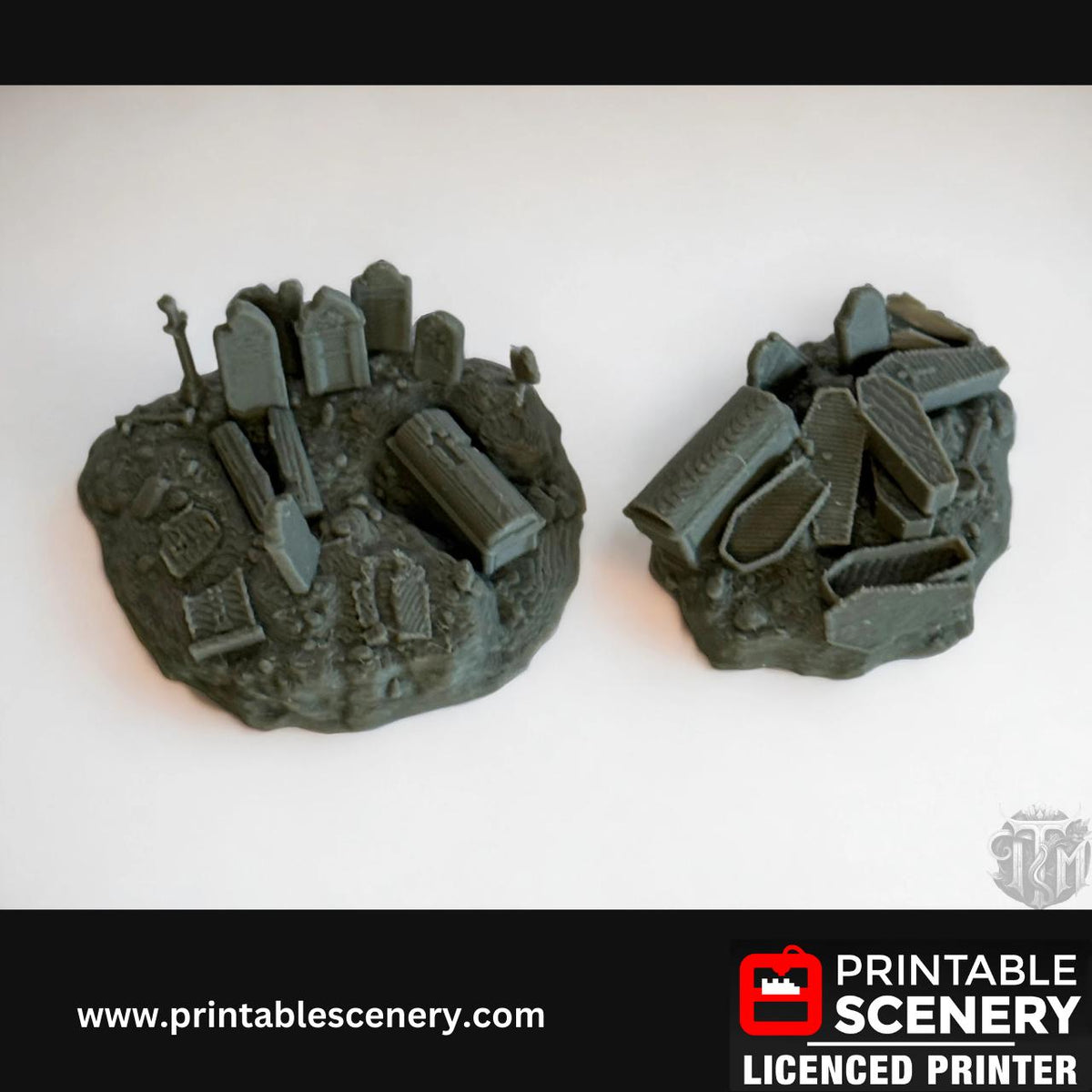 Graveyard Scatter Terrain - 5 Piece, Detailed, Haunted, 28mm, Printable Scenery, Tabletop, TTRPG, DND
