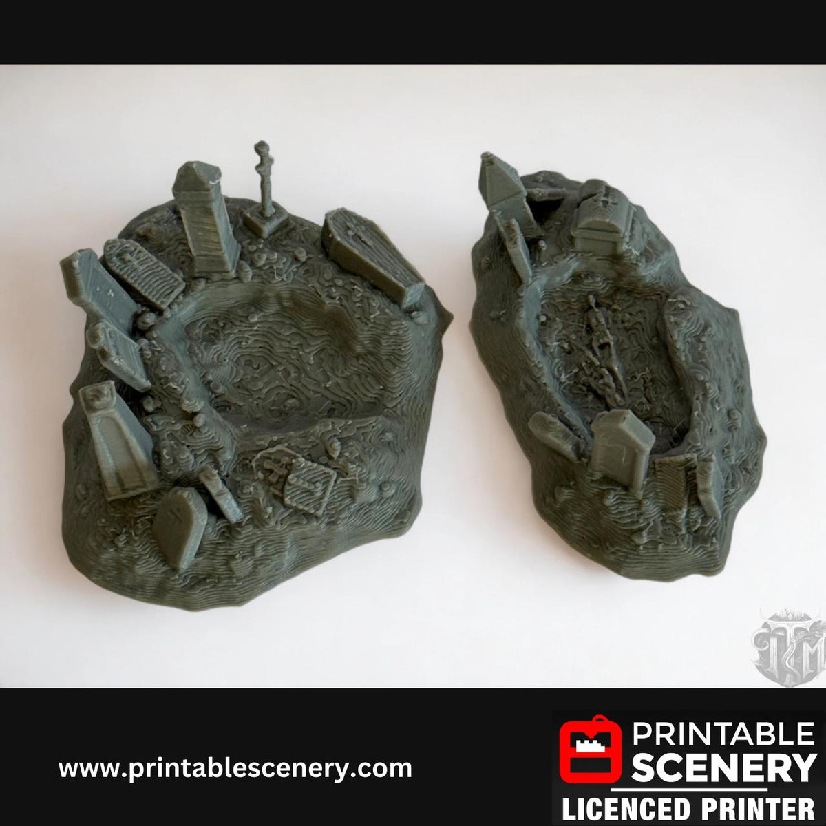 Graveyard Scatter Terrain - 5 Piece, Detailed, Haunted, 28mm, Printable Scenery, Tabletop, TTRPG, DND