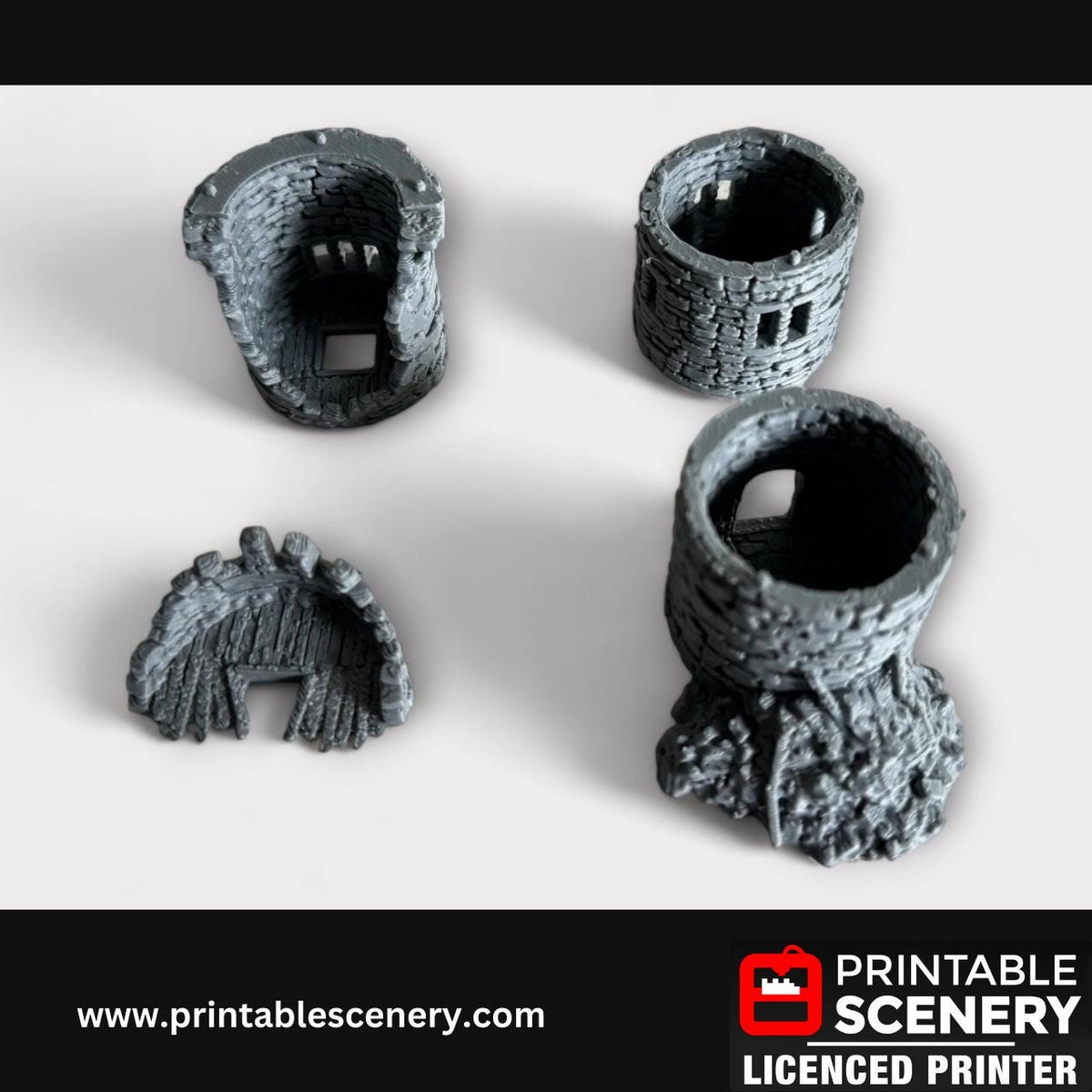 Ruined Medieval Stone Castle - Kings Round Tower, Terrain for DND and Tabletop Games, TTRPG, 28mm, 32mm, Country and King, fort