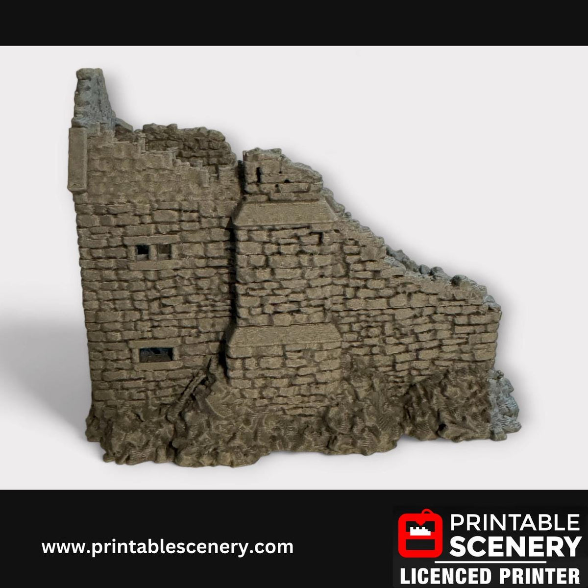 Ruined Medieval Stone Manor, Terrain for DND and Tabletop Games, TTRPG, 28mm, 32mm, Country and King, fort, Printable Scenery