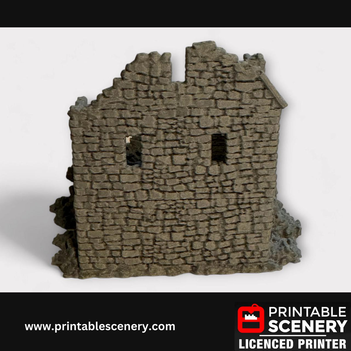 Ruined Medieval Stone Manor, Terrain for DND and Tabletop Games, TTRPG, 28mm, 32mm, Country and King, fort, Printable Scenery