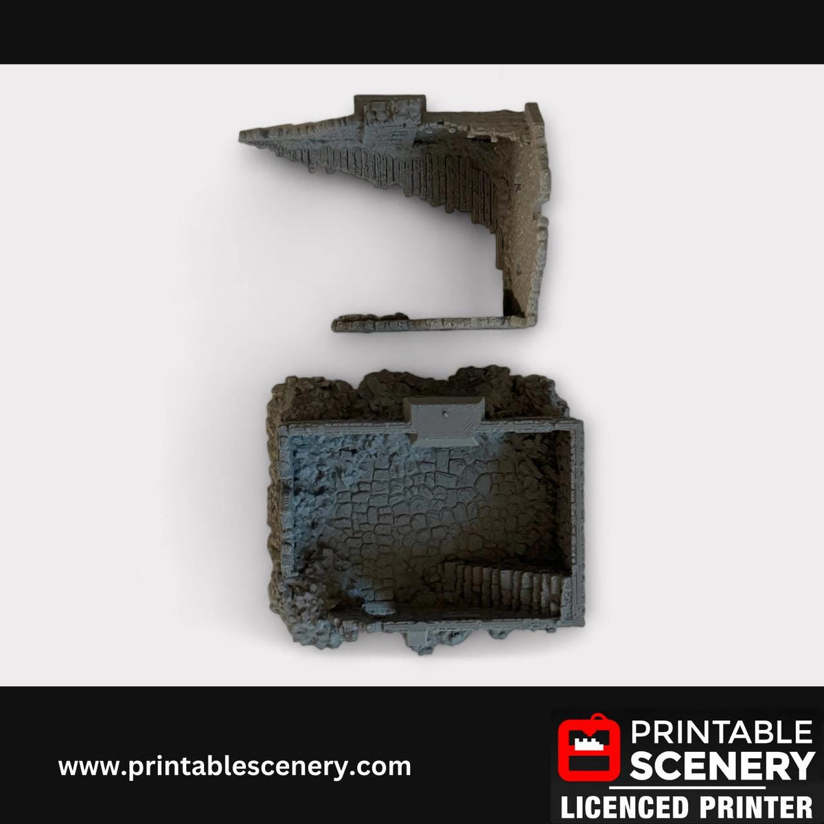 Ruined Medieval Stone Manor, Terrain for DND and Tabletop Games, TTRPG, 28mm, 32mm, Country and King, fort, Printable Scenery