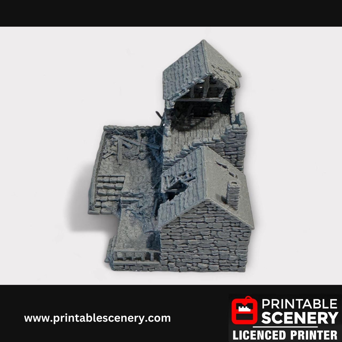 Ruined Medieval Stone Bakers House, Terrain for DND and Tabletop Games, TTRPG, 28mm, 32mm, Country and King, fort, Printable Scenery