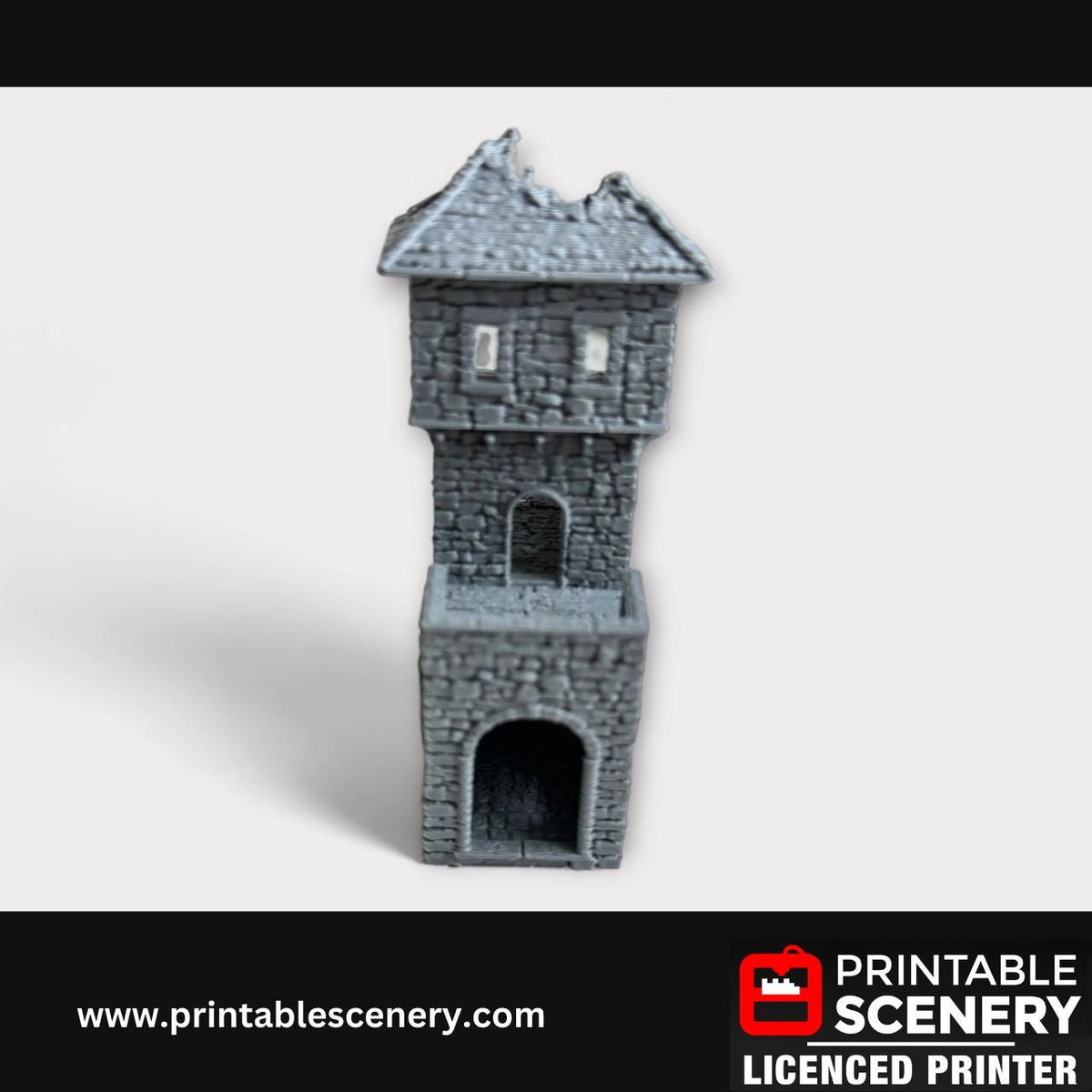 Ruined Medieval Stone Castle - Kings Gate, Terrain for DND and Tabletop Games, TTRPG, 28mm, 32mm, Country and King, fort