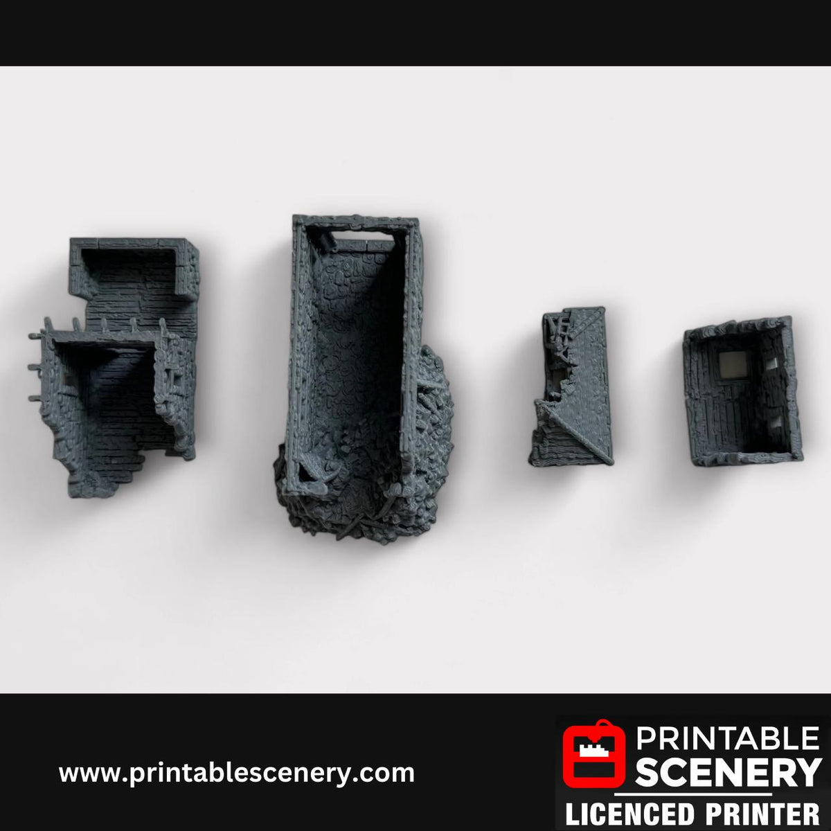 Ruined Medieval Stone Castle - Kings Gate, Terrain for DND and Tabletop Games, TTRPG, 28mm, 32mm, Country and King, fort