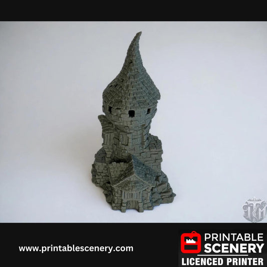 Medieval Fantasy Tower Terrain - Hagglethorn Tower for DND Adventures, 32mm & 28mm Scale Tabletop, 3D Printed