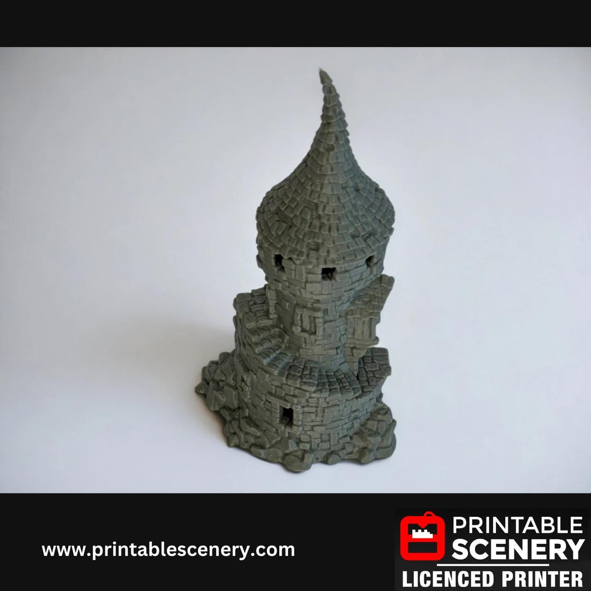 Medieval Fantasy Tower Terrain - Hagglethorn Tower for DND Adventures, 32mm & 28mm Scale Tabletop, 3D Printed