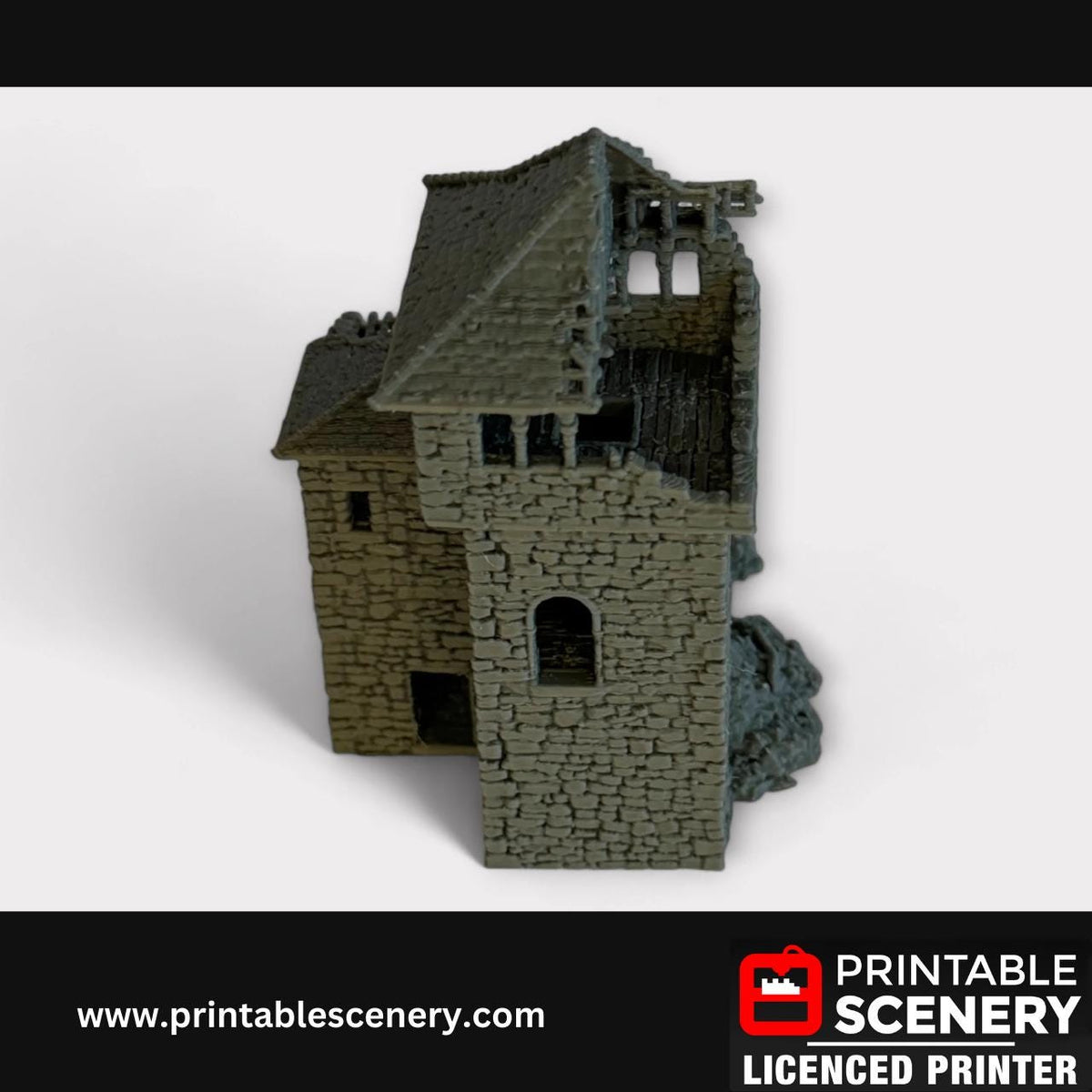 Ruined Medieval Stone Castle - Kings Quarters, Terrain for DND and Tabletop Games, TTRPG, 28mm, 32mm, Country and King, fort