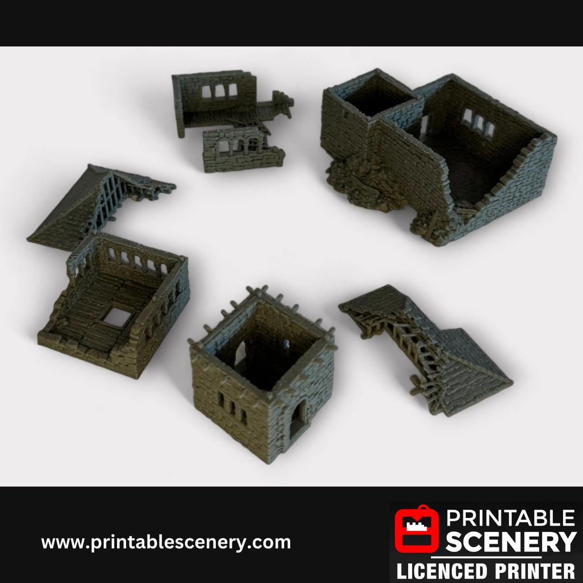 Ruined Medieval Stone Castle - Kings Quarters, Terrain for DND and Tabletop Games, TTRPG, 28mm, 32mm, Country and King, fort