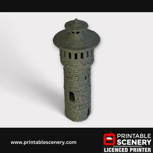 Medieval Stone Castle - Kings Round Tower, Terrain for DND and Tabletop Games, TTRPG, 28mm, 32mm, Country and King, fort
