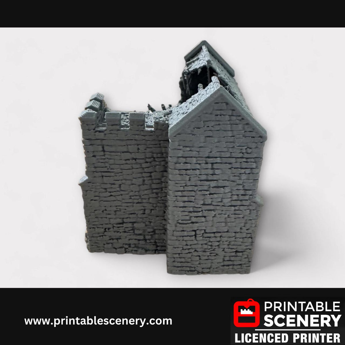 Ruined Medieval Stone Castle - Norman Stone Keep, Terrain for DND and Tabletop Games, TTRPG, 28mm, 32mm, Country and King, fort