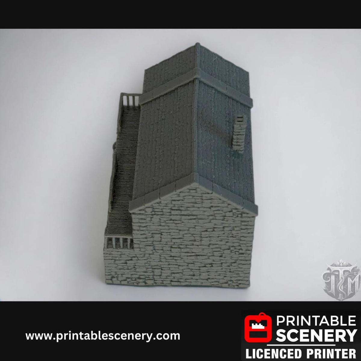 Medieval Stone Castle - Black Rock Barracks, Terrain for DND and Tabletop Games, TTRPG, 28mm, 32mm, Country and King, fort