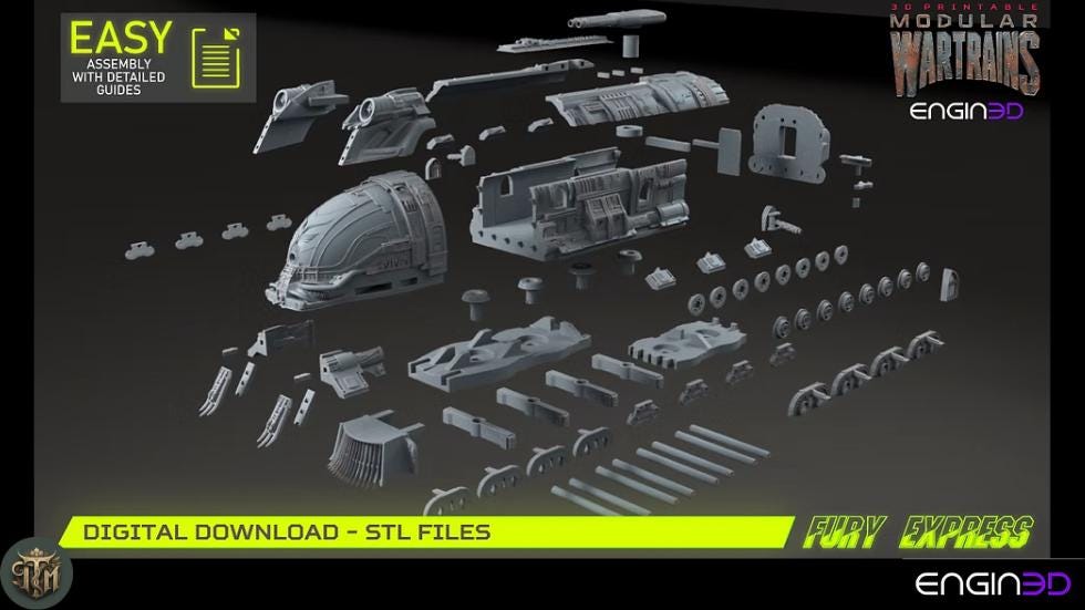 Modular War Train Fury Express 32mm - Terrain, Sci-Fi Wargaming Kit, Vehicle, Grimdark, DND