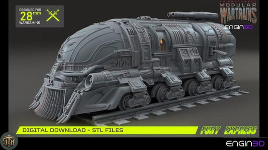 Modular War Train Fury Express 32mm - Terrain, Sci-Fi Wargaming Kit, Vehicle, Grimdark, DND