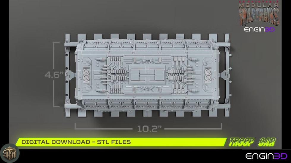 Modular War Train Troop Car 32mm - Terrain, Sci-Fi Wargaming Kit, Vehicle, Grimdark, DND