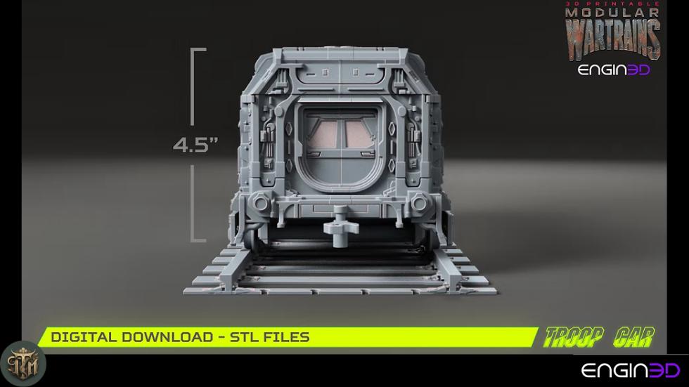 Modular War Train Troop Car 32mm - Terrain, Sci-Fi Wargaming Kit, Vehicle, Grimdark, DND