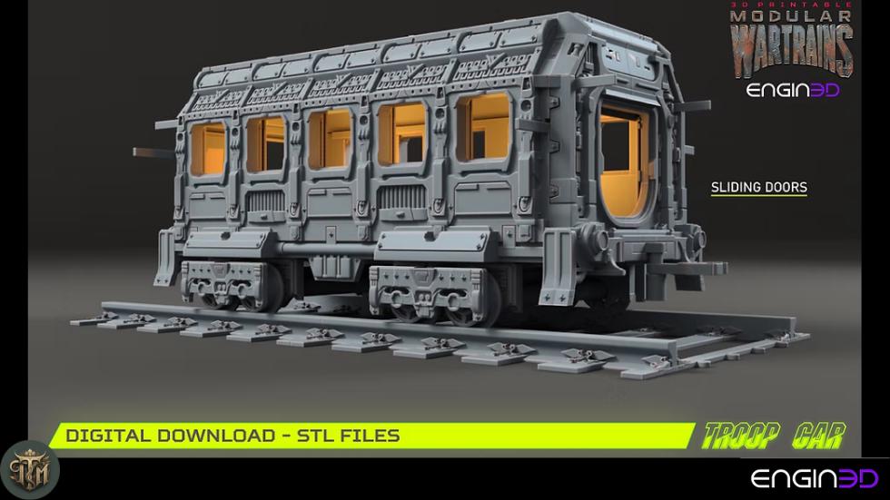 Modular War Train Troop Car 32mm - Terrain, Sci-Fi Wargaming Kit, Vehicle, Grimdark, DND