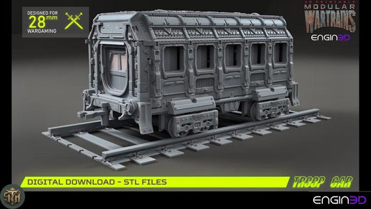 Modular War Train Troop Car 32mm - Terrain, Sci-Fi Wargaming Kit, Vehicle, Grimdark, DND