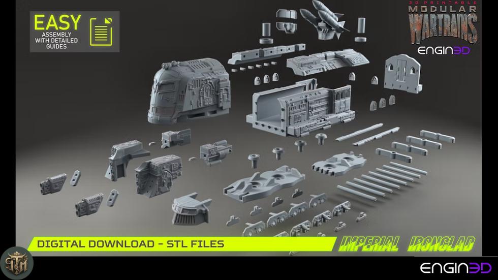 Modular War Train Imperial Ironclad 32mm - Terrain, Sci-Fi Wargaming Kit, Vehicle, Grimdark, DND