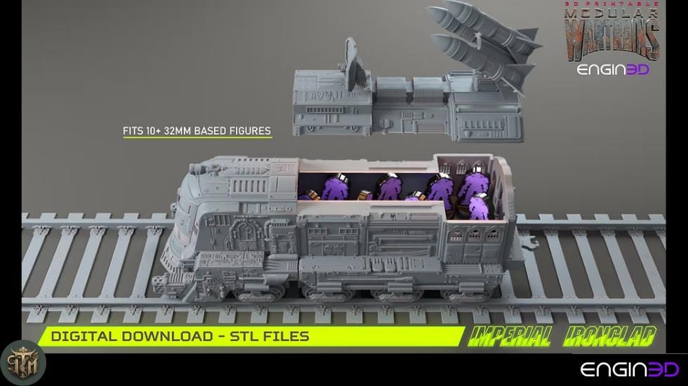 Modular War Train Imperial Ironclad 32mm - Terrain, Sci-Fi Wargaming Kit, Vehicle, Grimdark, DND
