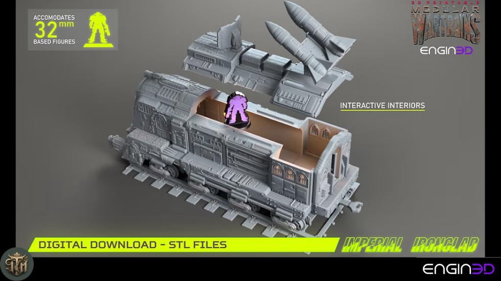 Modular War Train Imperial Ironclad 32mm - Terrain, Sci-Fi Wargaming Kit, Vehicle, Grimdark, DND