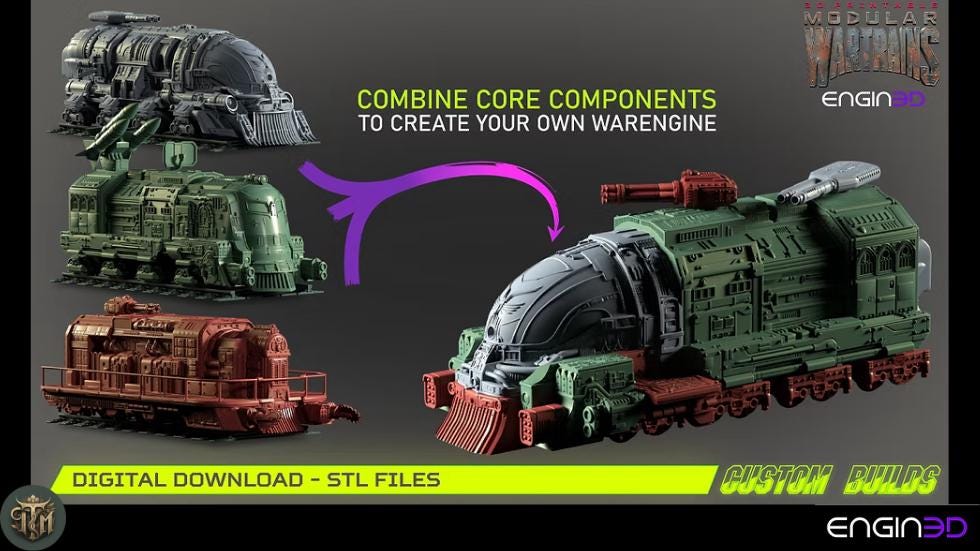 Modular War Train Imperial Ironclad 32mm - Terrain, Sci-Fi Wargaming Kit, Vehicle, Grimdark, DND