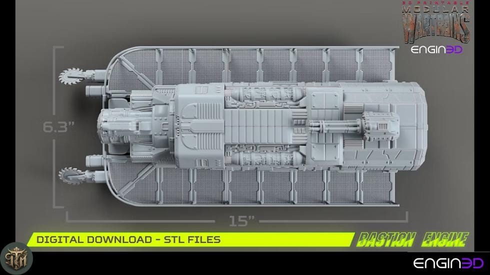 Modular War Train Bastion Engine 32mm - Terrain, Sci-Fi Wargaming Kit, Vehicle, Grimdark, DND