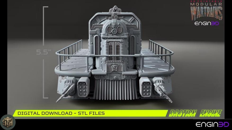 Modular War Train Bastion Engine 32mm - Terrain, Sci-Fi Wargaming Kit, Vehicle, Grimdark, DND
