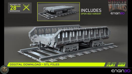 Modular War Train Flat Car 32mm - Terrain, Sci-Fi Wargaming Kit, Vehicle, Grimdark, DND