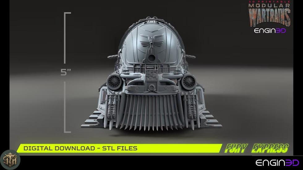Modular War Train Fury Express 32mm - Terrain, Sci-Fi Wargaming Kit, Vehicle, Grimdark, DND