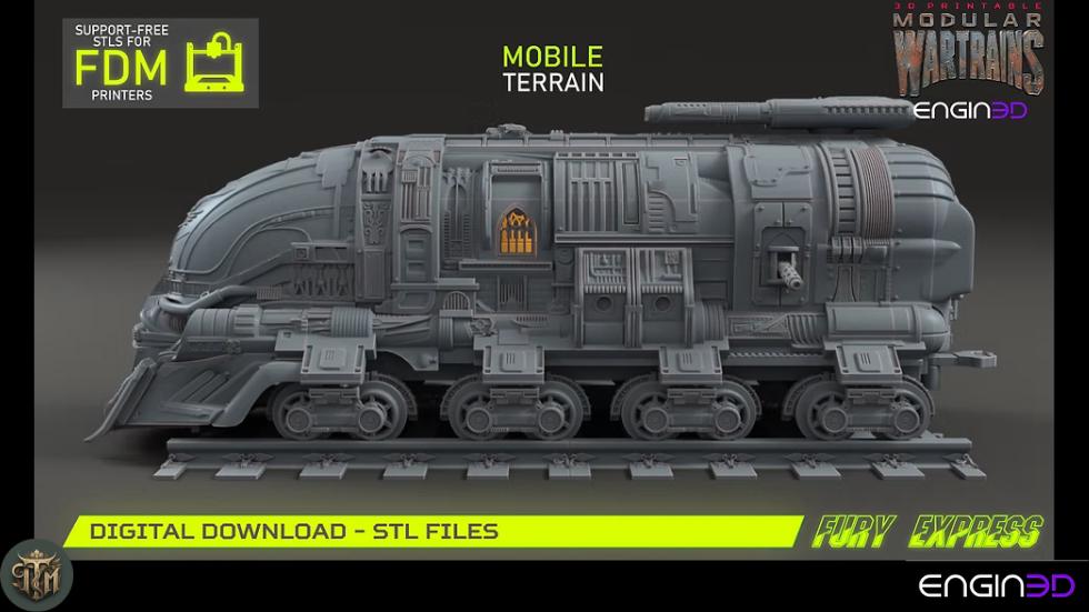 Modular War Train Fury Express 32mm - Terrain, Sci-Fi Wargaming Kit, Vehicle, Grimdark, DND