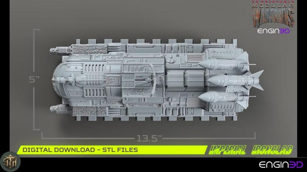 Modular War Train Imperial Ironclad 32mm - Terrain, Sci-Fi Wargaming Kit, Vehicle, Grimdark, DND