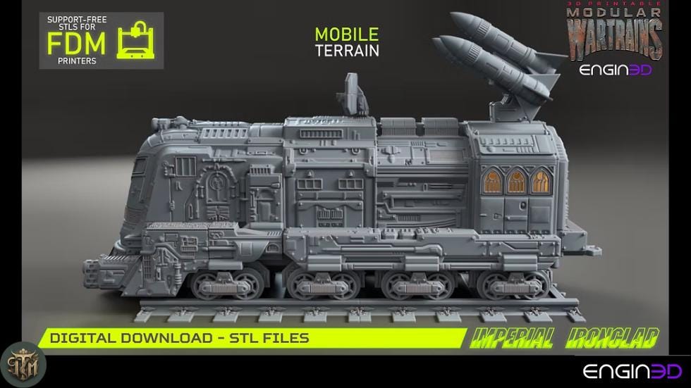 Modular War Train Imperial Ironclad 32mm - Terrain, Sci-Fi Wargaming Kit, Vehicle, Grimdark, DND