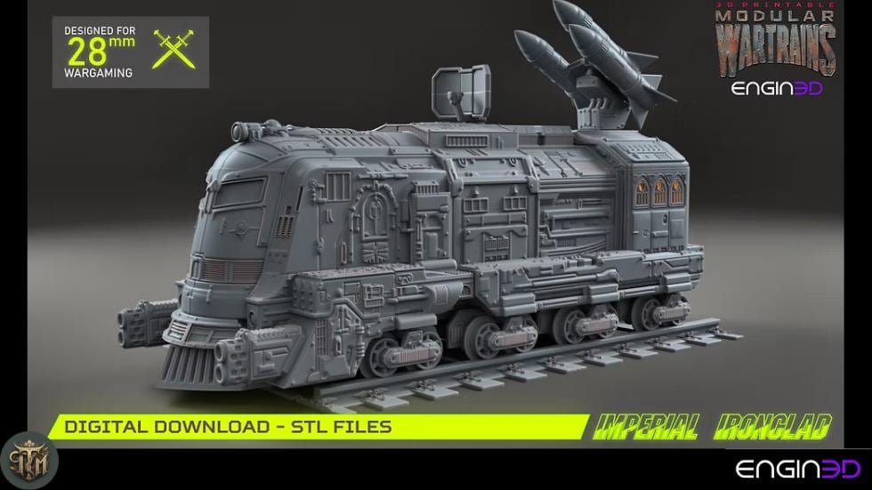 Modular War Train Imperial Ironclad 32mm - Terrain, Sci-Fi Wargaming Kit, Vehicle, Grimdark, DND