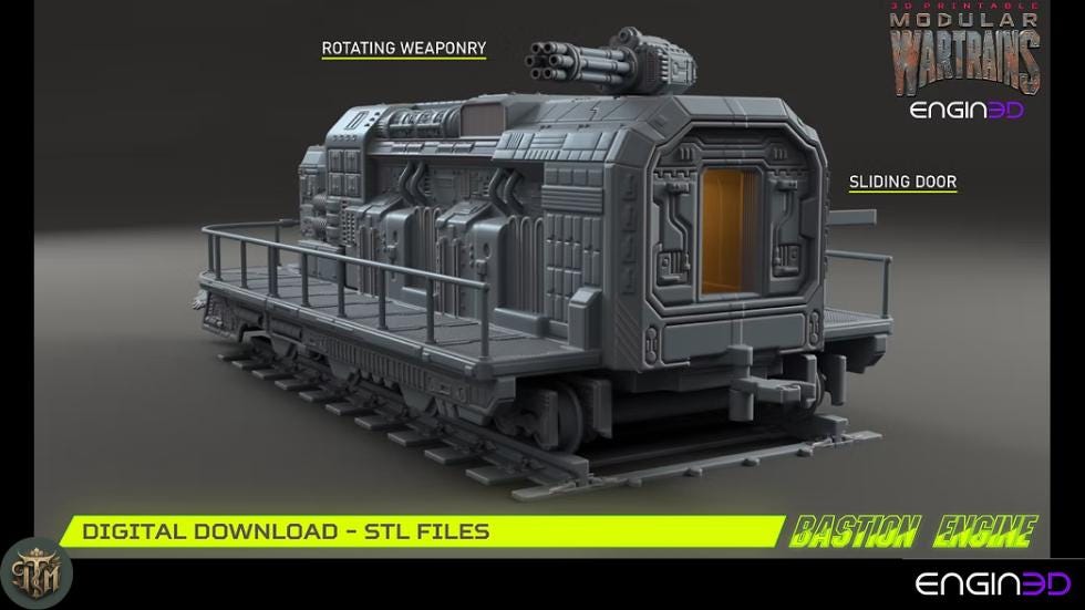 Modular War Train Bastion Engine 32mm - Terrain, Sci-Fi Wargaming Kit, Vehicle, Grimdark, DND