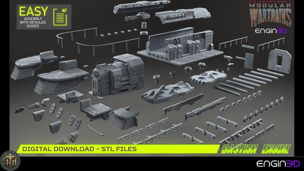 Modular War Train Bastion Engine 32mm - Terrain, Sci-Fi Wargaming Kit, Vehicle, Grimdark, DND