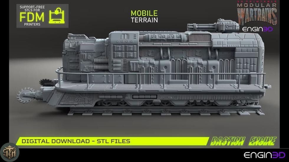 Modular War Train Bastion Engine 32mm - Terrain, Sci-Fi Wargaming Kit, Vehicle, Grimdark, DND
